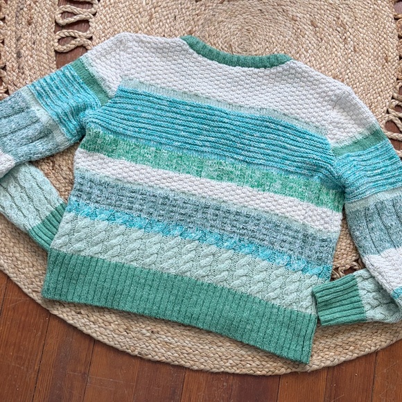 CAbi Green and White V-Neck Sweater - Picture 3 of 3